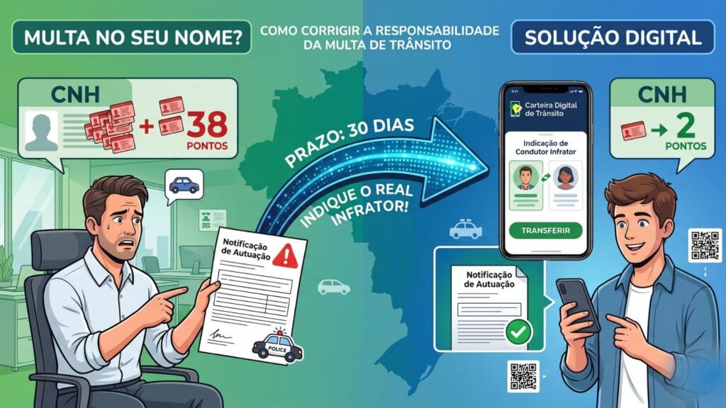 Indicação de Real Condutor: Como Transferir Pontos pelo CPF 1 Motorista recebendo uma notificação de autuação e fazendo a indicação de real condutor