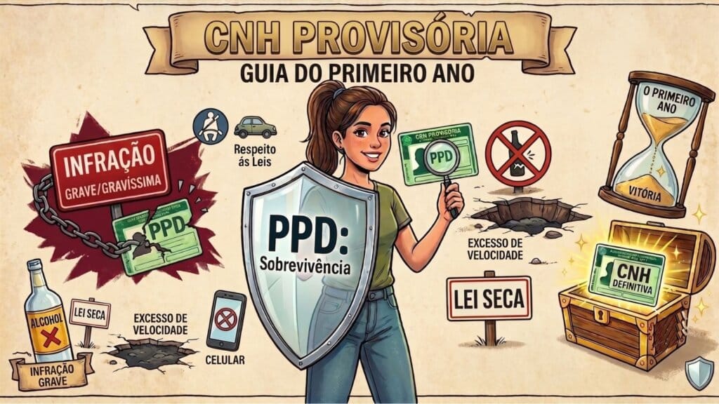 Regras da CNH Provisória PPD: Guia de Sobrevivência para Não Perder a Habilitação no Primeiro Ano 1 Imagem ilustrativa explificando as regras da CNH Provisória PPD segundo o CTB.