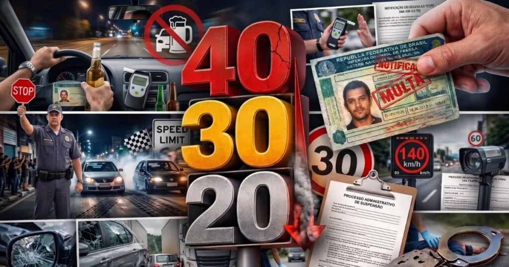 Entenda as novas regras de 40 pontos da CNH. Confira as regras de pontuação e limites do CTB.