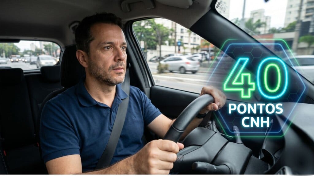 Regras de Pontuação e Limites do CTB: Entenda a Nova CNH com 40 Pontos 1 Motorista profissional dirigindo com atenção mantendo as regras de pontuação e limites do CTB em dia.