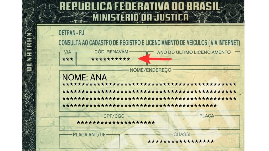 Como Consultar o Número do RENAVAM pela Placa do Veículo: Guia Passo a Passo 2 Número do renavam no documento verde antigo