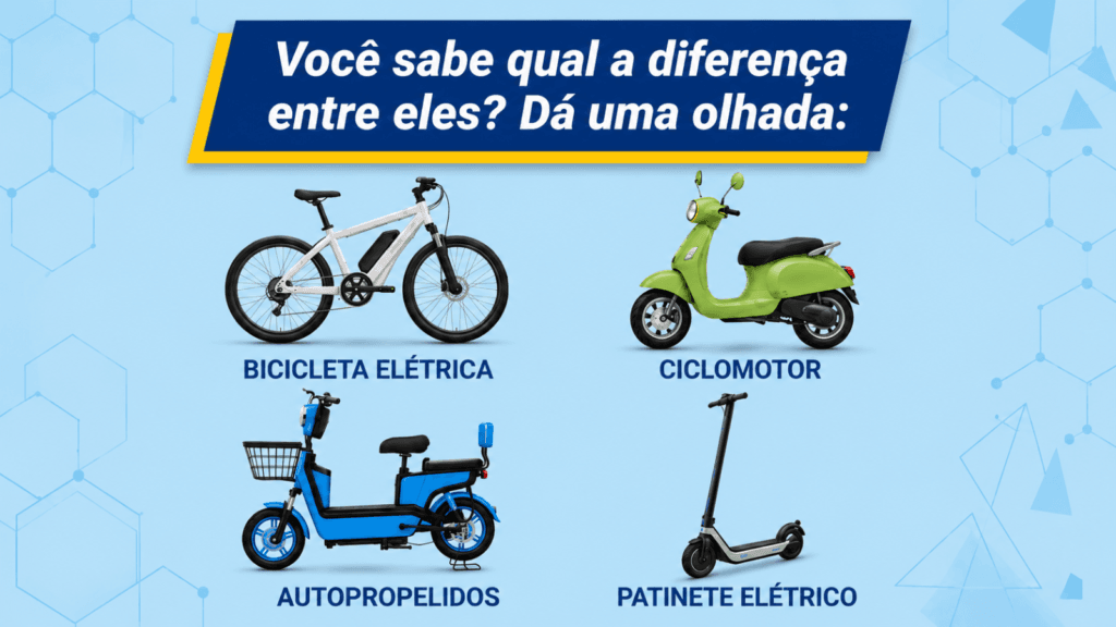 Regras de Ciclomotores e Bicicletas Elétricas: Precisa de CNH e de placa em 2026? 1 diferenca bicicleta eletrica ciclomotor autopropelido 1