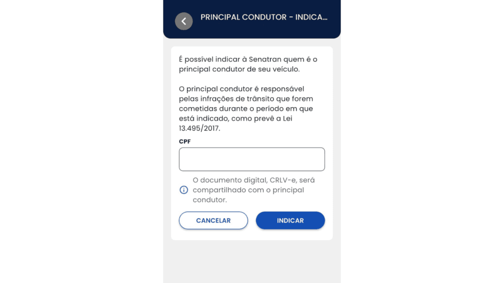 Como Blindar sua CNH: O Guia Definitivo para Cadastrar Principal Condutor na CDT (2026) 4 passo 4 indicar cpf condutor cdt 1
